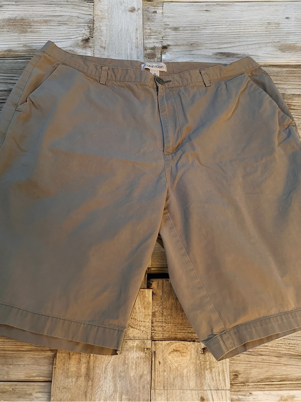 Calvin Klein Men's Light Khaki Flat-Front Shorts